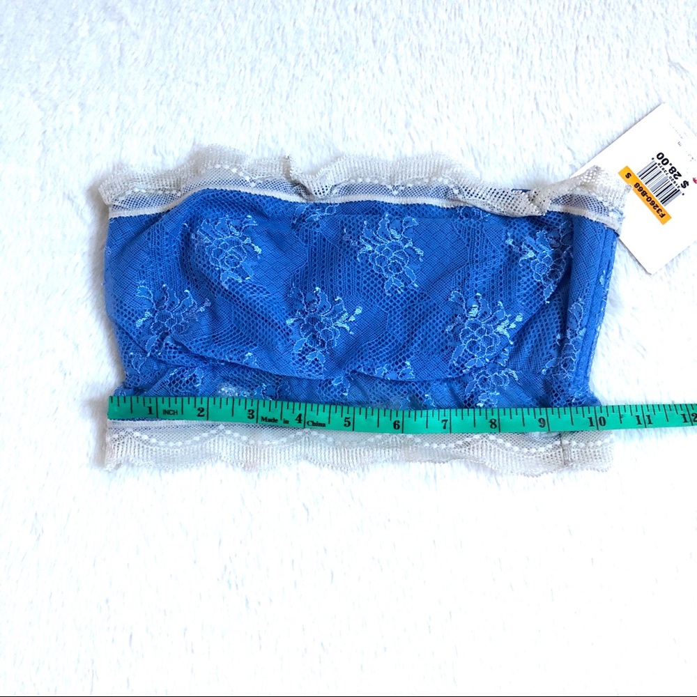 NWT $28 Calvin Klein Lace Blue and White Bandeau Size S - Picture 8 of 8